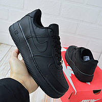 Nike Air Force 1, чорні, шкіра, ТОП кросівки жіночі найк аір форс аир кроссовки