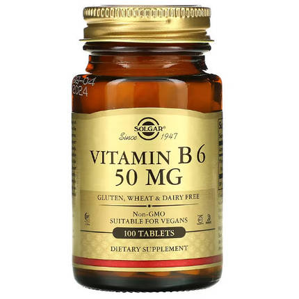 Solgar Vitamin B6 50 mg 100 Tabs, фото 1