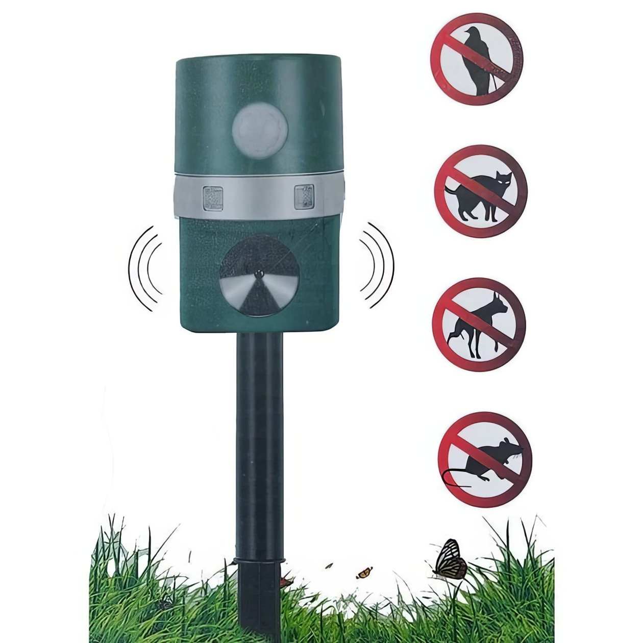 Ультразвуковий відлякувач Solar Pest Repeller Чорно-зелений, відлякувач птахів на сонячних батареяхУльтразвуковий відлякувач Solar