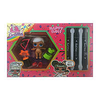 Дитяча лялька "LQL" EY2413 з маркерами  Блондинка в зеленому платті