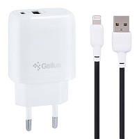 Wall charger Gelius Pro X-Duo GP-HC014 USB+Type-C QC3.0/PD20W White + Cable Lightning Gelius Full Silicon