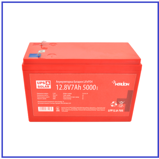 Літій-залізо-фосфатний акумулятор Merlion LiFePO4 12.8V 7Ah (4S2P/BMS-10A) (151х65х97) до 5000 циклів, фото 1