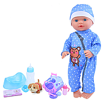 Кукла функциональная (пьет, ходит в туалет, бутылочка, соска, горшок, собачка, переноска) YL2268L-DM-UA