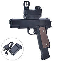 Водный водяной Пистолет Кольт Colt 21см на аккумуляторе, прицел, стреляет орбизами и пластик пульками, USB