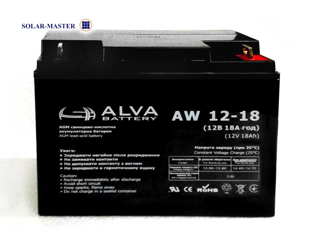 AGM аккумулятор ALVA AW 12-18Aч - фото 1 - id-p390263136