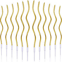 Свічки для торта "Коктейльні" золото 15 см 12 шт Китай