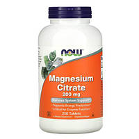 NOW Magnesium Citrate 200 mg 250 таб EXP