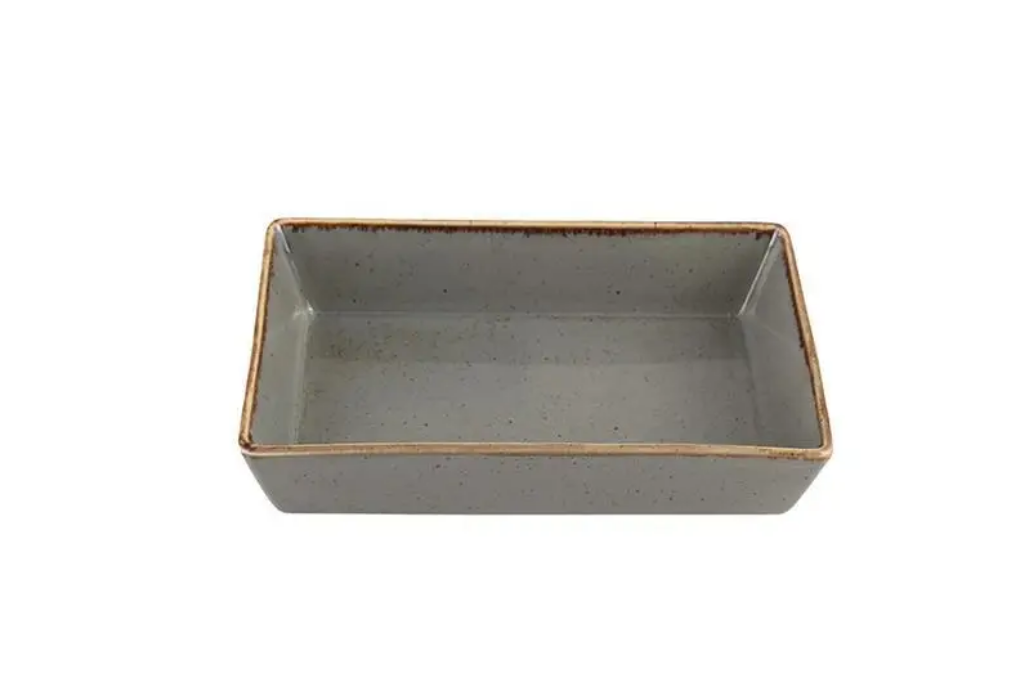 Порцеляновий салатник глибокий прямокутний Porland Dark Grey 16 см 358916/DG