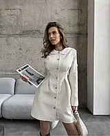 Платье из твида с белым воротником в стиле old money