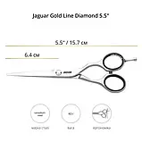 Ножиці перукарські прямі 5.5 Jaguar Gold Line Diamond J-20155, фото 4