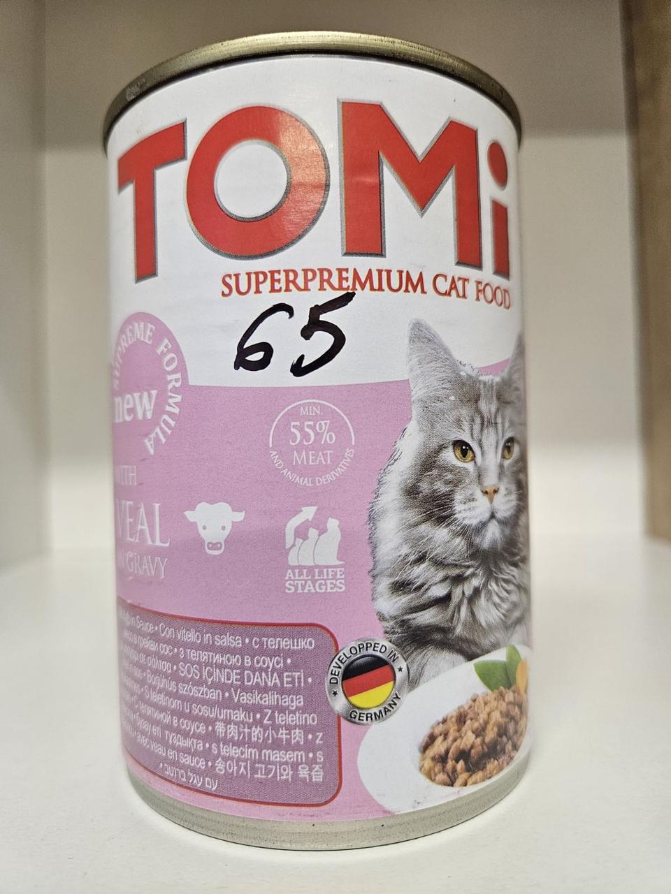 Консервований корм для кішок Tomi з телятиною, 400 г