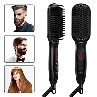 Випрямляч щітка для  волосся та бороди 3 in 1 Straightener brush Amtok