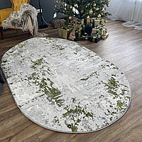 Сучасний килим 059 зелений овальний