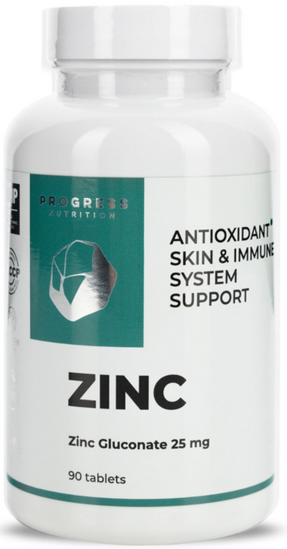 Цинк Progress Nutrition Zinc Gluconate 25 mg 90 tab