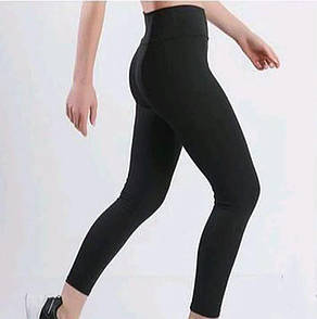 Жіночі молодіжні лосини з високою талією з рубчика, Лосіни в дрібний рубчик, Одяг для фітнесу Чорний, XXL