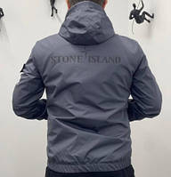 "М XL" Stone Island серая стильная куртка ветровка осень весна лето модная легкая короткая Стоун Айленд