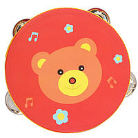 Дерев’яна іграшка Бубен MD 0367-1 діаметр 15 см  Ведмедик