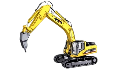 Екскаватор із відбійним молотком іграшковий (масштаб 1:40, світлодіодні фари) 1911 Жовтий