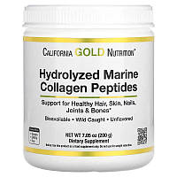 Препарат для суставов и связок California Gold Nutrition Hydrolyzed Marine Collagen Peptides, 200 грамм EXP