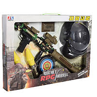 Военный набор с мишенью (детский гранатомет, шлем, снаряды, звуковые и световые эффекты, в коробке) 188A