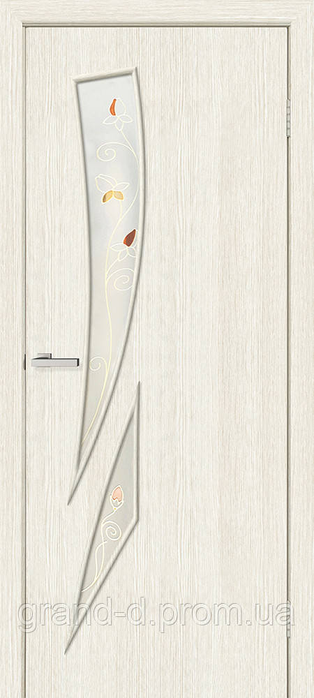Двери межкомнатные Омис Фиеста СС+КР экошпон остекленая с рисунком, цвет сосна сицилия - фото 1 - id-p2128653637