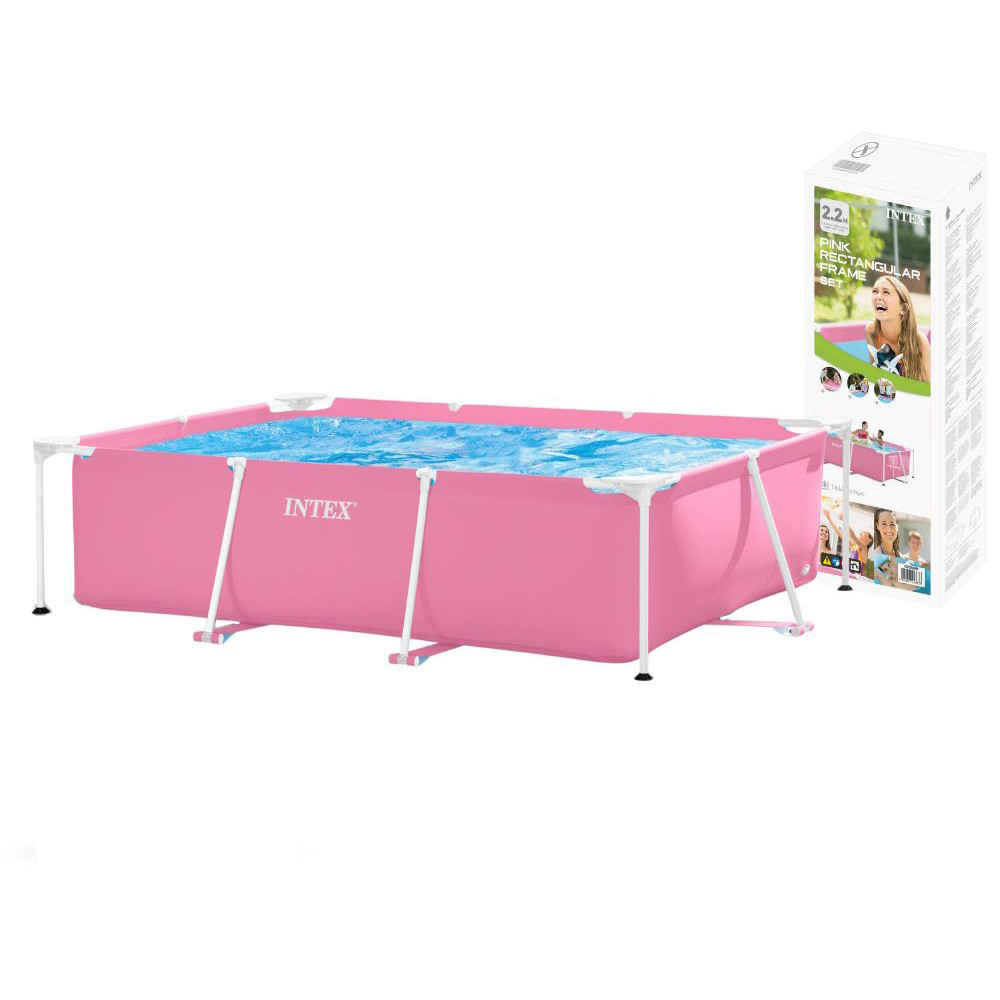 Каркасний прямокутний басейн 220 х 150 х 60 см Intex 28266 рожевий