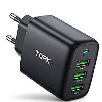 Сетевое зарядное устройство TOPK 17W 3 USB порта 3.4 Aмпера