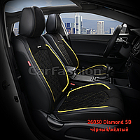 Чохли каркасні автомобільні модель Diamond 5d FRONT на 2 передні сидіння чорний/жовтий/26030