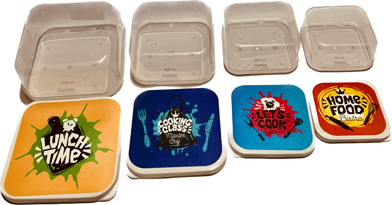 Набір ланчбоксів для їжі неонові 4 шт, фото 1