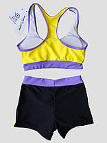 Дитячий підлітковий купальник топ шорти туніка 263 чорний-жовтий 34 36 розмір, фото 2