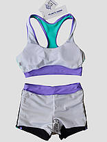 Дитячий підлітковий купальник топ шорти туніка 263 чорний-бірюзовий 34 розмір, фото 4