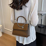Дефект! Жіноча класична сумка 10210 крос-боді на ремінці через плече коричнева, фото 3
