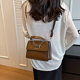Дефект! Жіноча класична сумка 10210 крос-боді на ремінці через плече коричнева, фото 5