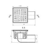 Трап ANIplast з горизонтальним випуском 50 мм, з неіржавкою решіткою 10х10 см TQ5102EU, фото 2