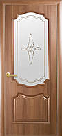 Межкомнатные двери Новый Стиль Рока ПВХ DeLuxe со стеклом и рисунком, цвет Золотая ольха