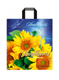 Пакет з петлевий ручкою середній "Сонячні квіти" (35х38+3)80 мкм 25шт/упаковці