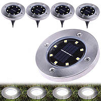 Светильник на солнечных батареях Disk lights, комплект уличных фонарей 4 шт, Топовый