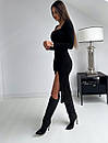 Чорне облягаюче міді плаття з квадратним вирізом і розрізом на нозі (р. 40-46) 31py5588, фото 4