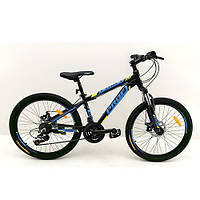 Велосипед спортивный PROFI 24 дюймов G24OPTIMAL A24.1 черный(мат)-голубой**