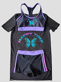 Дитячий підлітковий купальник топ шорти туніка 263 чорний 34 36 38 40 розмір