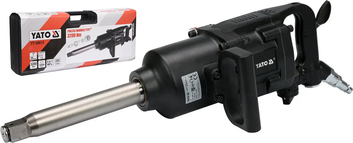 Пневматичний ударний гайковерт YATO YT-09615, 3500 об/хв, 3200 Нм, 355 л/хв, 1"