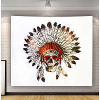 Гобелен на стену с изображением череп индейца из материала полиэстер, декоративное полотно