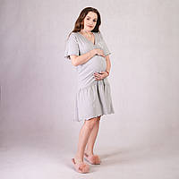 Сукня для вагітних із рюшами з коротким рукавом сірий 44-54р.