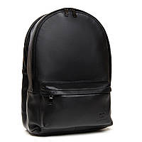 Стильный повседневный кожаный рюкзак черный Bretton молодежный вместительный рюкзак