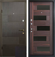 Двери металлические входные квартирные Магда 121/3 венге темный /606 орех моренный темный