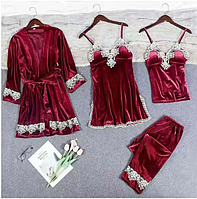 Велюровый комплект для сна , Женский комплект домашней одежды из нежного велюра