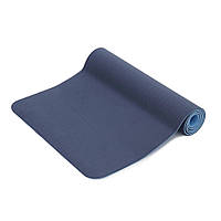 Коврик (мат) спортивный для йоги и фитнеса SportVida SV-EZ0063 TPE 183 x 61 x 1 см, Blue/Sky Blue,