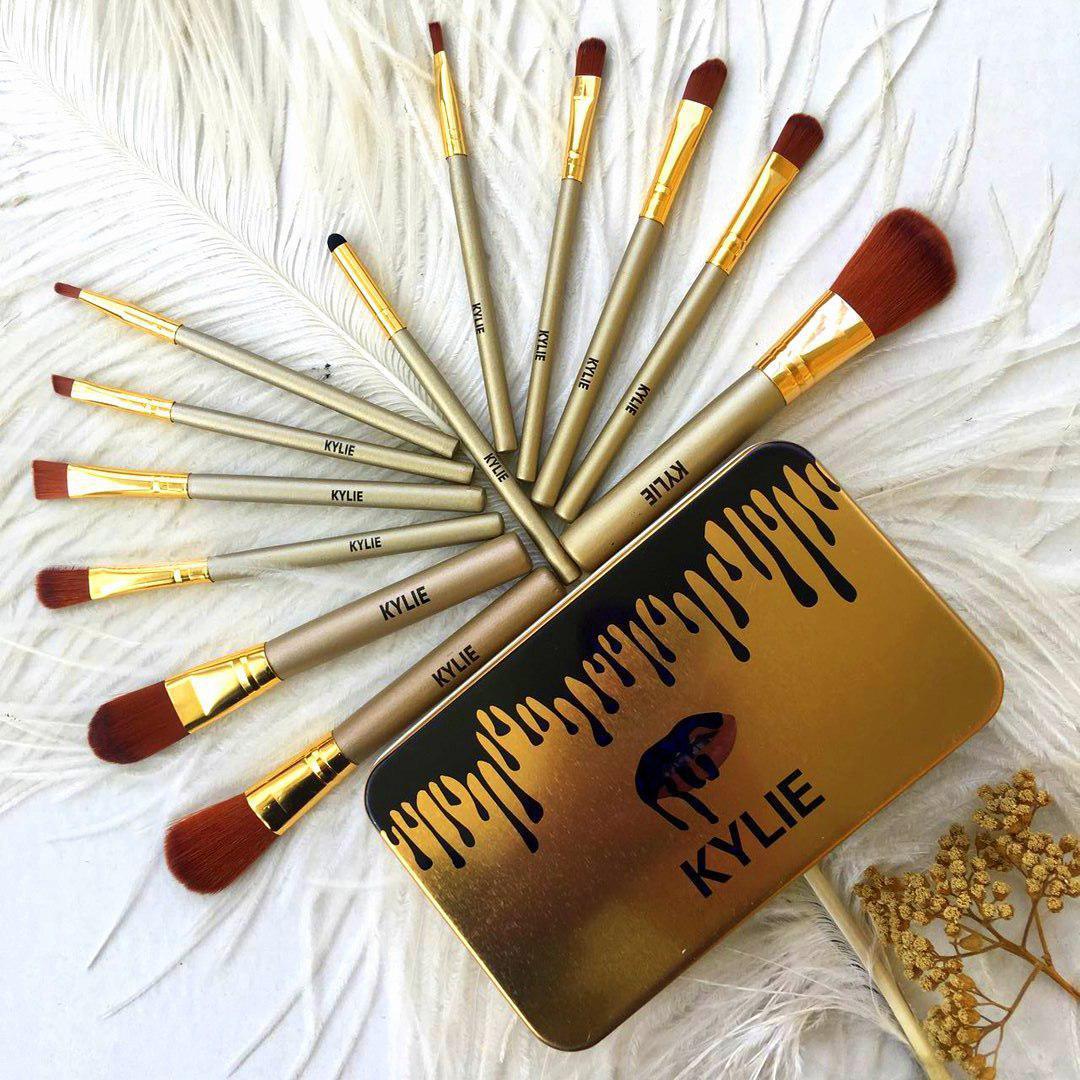 Професійний набір кистей для макіяжу Kylie Jenner Make-up brush Gold set 12 шт ! Salee