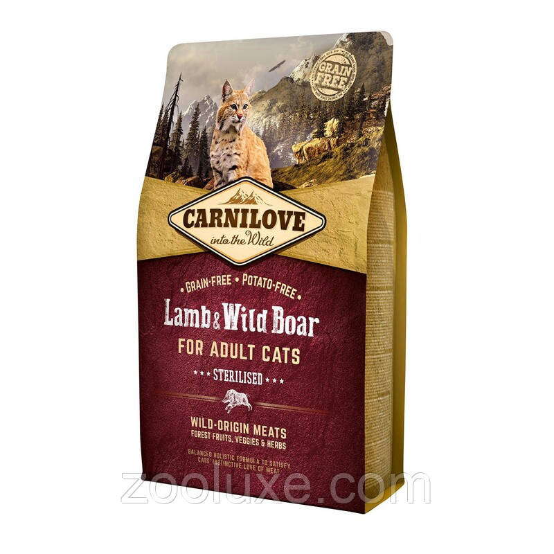 Carnilove Cat Lamb & Wild Boar Sterilised 2 кг / Карнілов Стерилайзд Ягня й Дикий кабан-корм для котів