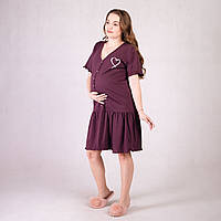 Платье с рюшами для беременных с коротким рукавом фиолетовый 44-54р.